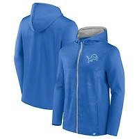 Men's Fanatics Blue/Silver Detroit Lions Ball Carrier Full-Zip Hoodie
