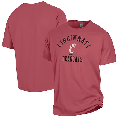 Men's ComfortWash Red Cincinnati Bearcats Arch Logo Garment Dyed T-Shirt