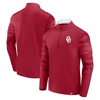 Men's Fanatics Crimson Oklahoma Sooners Ringer Quarter-Zip Top