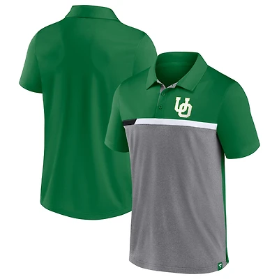 Men's Fanatics Green/Heathered Gray Oregon Ducks Split Block Color Block Polo