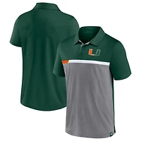 Men's Fanatics Hunter Green/Heathered Gray Miami Hurricanes Split Block Color Block Polo