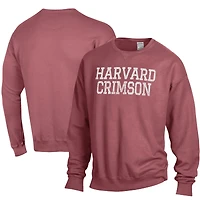 Men's ComfortWash Crimson Harvard Crimson Stack Garment Dyed Crewneck Pullover Sweatshirt