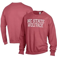 Men's ComfortWash Red NC State Wolfpack Stack Garment Dyed Crewneck Pullover Sweatshirt