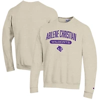 Men's Champion Heathered Oatmeal Abilene Christian University Wildcats Eco Powerblend Crewneck Sweatshirt