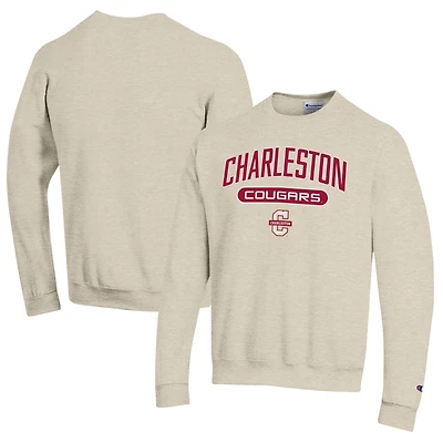 Men's Champion Heathered Oatmeal Charleston Cougars Eco Powerblend Crewneck Sweatshirt