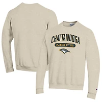 Men's Champion Heathered Oatmeal Tennessee Chattanooga Mocs Eco Powerblend Crewneck Sweatshirt