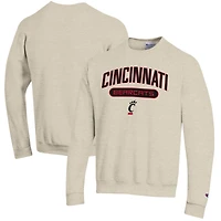 Men's Champion Heathered Oatmeal Cincinnati Bearcats Eco Powerblend Crewneck Sweatshirt