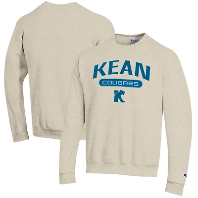 Men's Champion Heathered Oatmeal Kean University Cougars Eco Powerblend Crewneck Sweatshirt