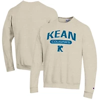 Men's Champion Heathered Oatmeal Kean University Cougars Eco Powerblend Crewneck Sweatshirt