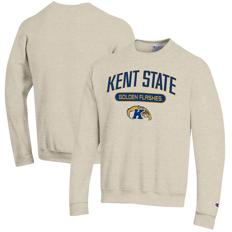 Men's Champion Heathered Oatmeal Kent State Golden Flashes Eco Powerblend Crewneck Sweatshirt