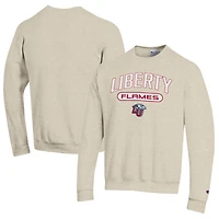 Men's Champion Heathered Oatmeal Liberty Flames Eco Powerblend Crewneck Sweatshirt