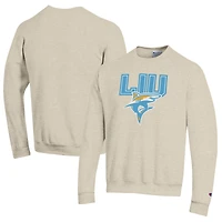 Men's Champion Heathered Oatmeal LIU Sharks Eco Powerblend Crewneck Sweatshirt