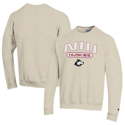 Men's Champion Heathered Oatmeal Northern Illinois Huskies Eco Powerblend Crewneck Sweatshirt