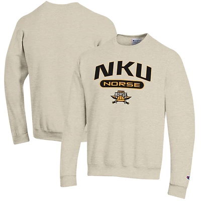 Men's Champion Heathered Oatmeal Northern Kentucky University Norse Eco Powerblend Crewneck Sweatshirt