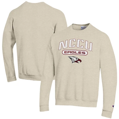 Men's Champion Heathered Oatmeal North Carolina Central Eagles Eco Powerblend Crewneck Sweatshirt