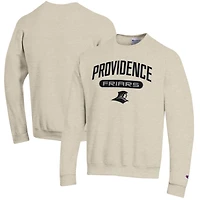Men's Champion Heathered Oatmeal Providence Friars Eco Powerblend Crewneck Sweatshirt