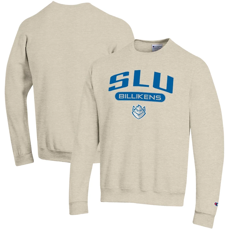 Men's Champion Heathered Oatmeal Saint Louis Billikens Eco Powerblend Crewneck Sweatshirt