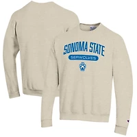 Men's Champion Heathered Oatmeal Sonoma State Seawolves Eco Powerblend Crewneck Sweatshirt