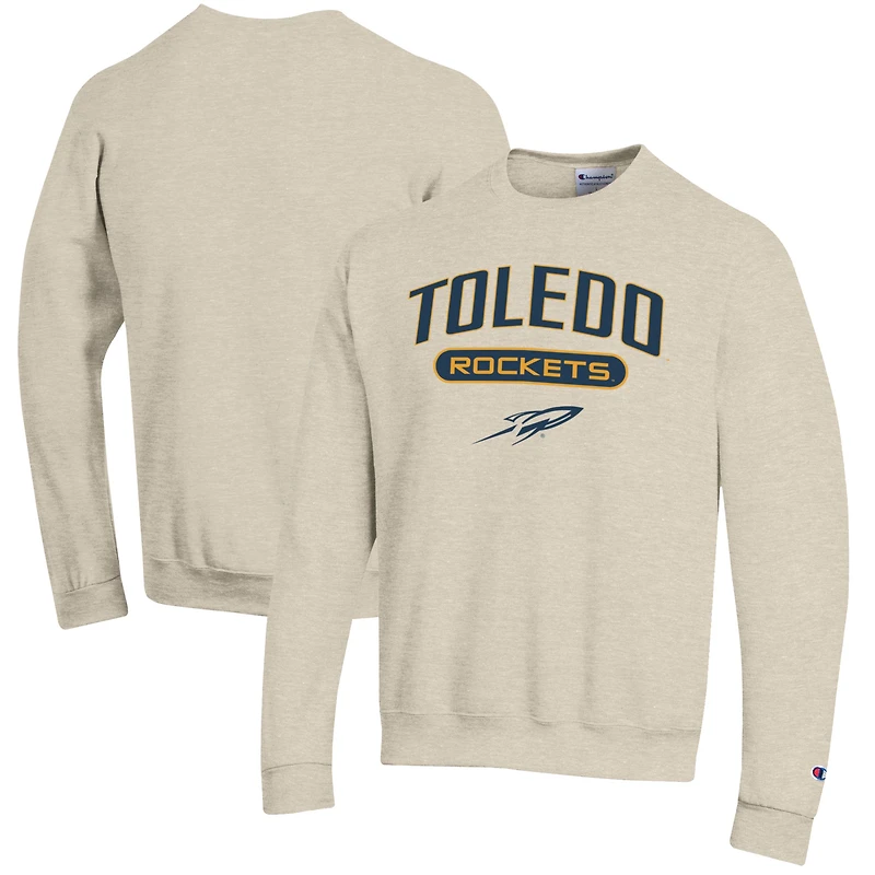 Men's Champion Heathered Oatmeal Toledo Rockets Eco Powerblend Crewneck Sweatshirt