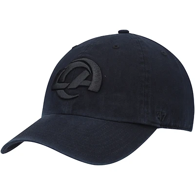 Men's '47 Black Los Angeles Rams Tonal Clean Up Adjustable Hat