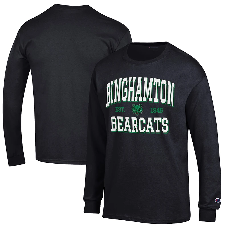 Men's Champion Black Binghamton Bearcats Jersey Est. Date Long Sleeve T-Shirt