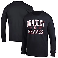 Men's Champion Black Bradley Braves Jersey Est. Date Long Sleeve T-Shirt