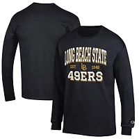 Men's Champion Black Cal State Long Beach The Beach Jersey Est. Date Long Sleeve T-Shirt