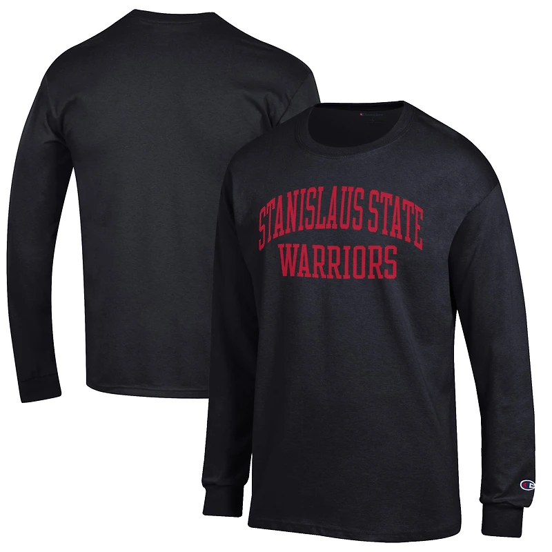 Men's Champion Black Cal State Stanislaus Warriors Jersey Long Sleeve T-Shirt