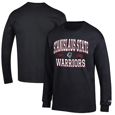 Men's Champion Black Cal State Stanislaus Warriors Jersey Est. Date Long Sleeve T-Shirt