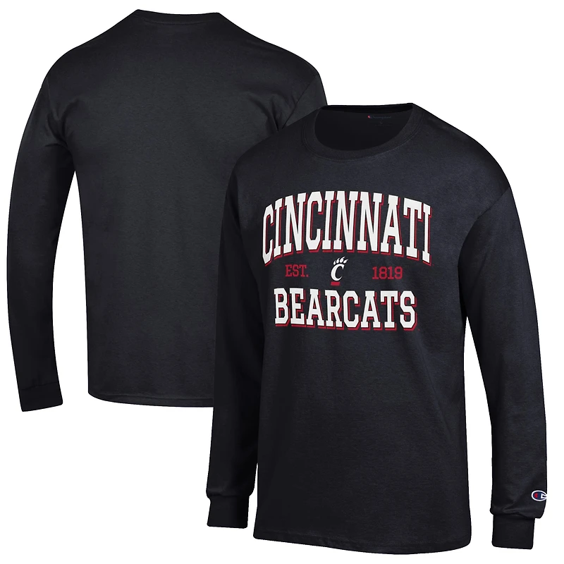 Men's Champion Black Cincinnati Bearcats Jersey Est. Date Long Sleeve T-Shirt