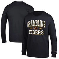 Men's Champion Black Grambling Tigers Jersey Est. Date Long Sleeve T-Shirt