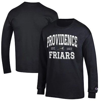 Men's Champion Black Providence Friars Jersey Est. Date Long Sleeve T-Shirt