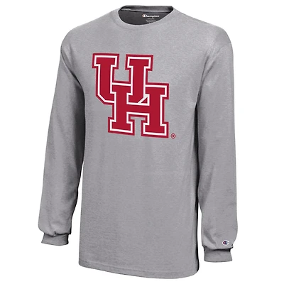 Youth Champion Gray Houston Cougars Jersey Long Sleeve T-Shirt