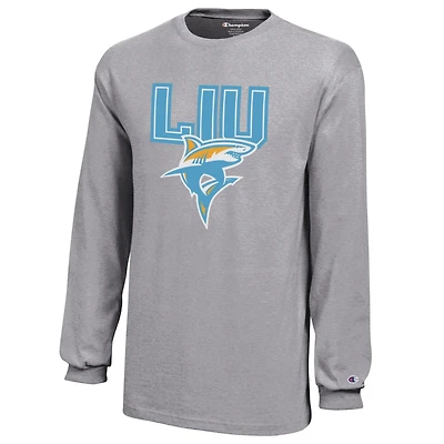 Youth Champion Gray LIU Sharks Jersey Long Sleeve T-Shirt