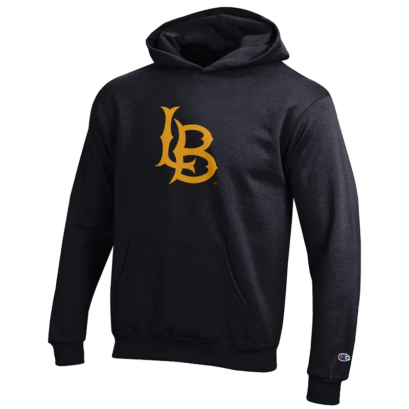 Youth Champion Black Cal State Long Beach The Beach Eco Powerblend Pullover Hoodie
