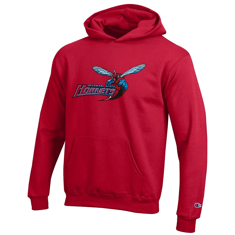 Youth Champion Red Delaware State Hornets Eco Powerblend Pullover Hoodie