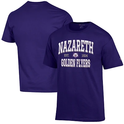 Men's Champion Purple Nazareth College Golden Flyers Est. Date Jersey T-Shirt