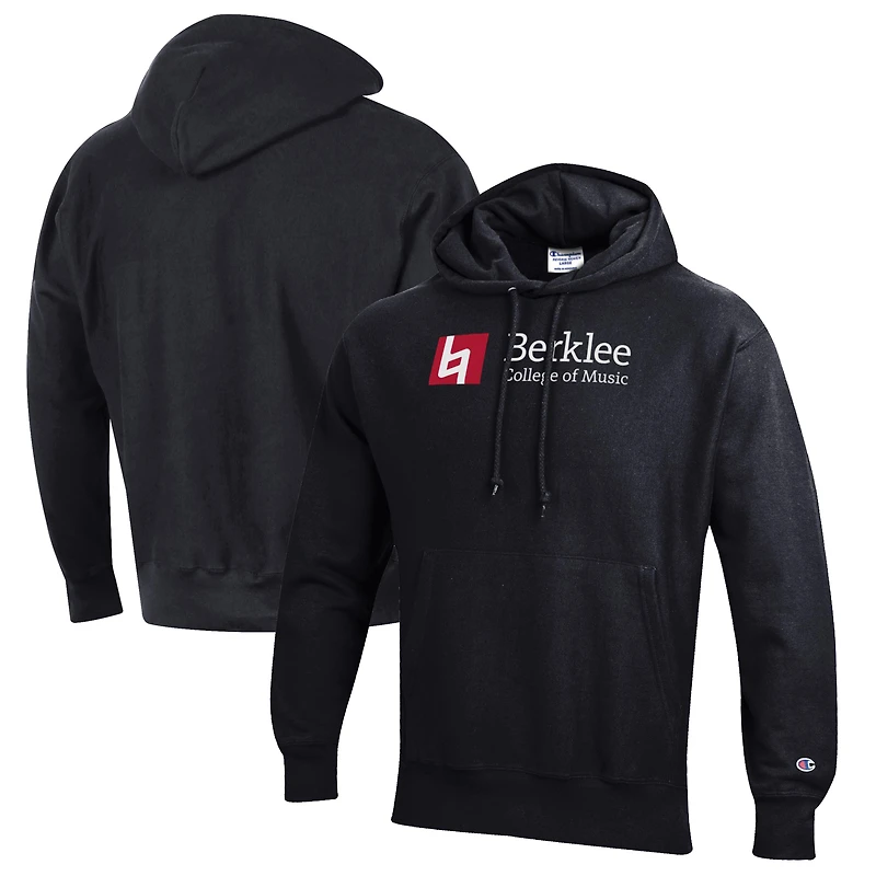 Men's Champion Black Berklee College of Music Reverse Weave Fleece Pullover Hoodie