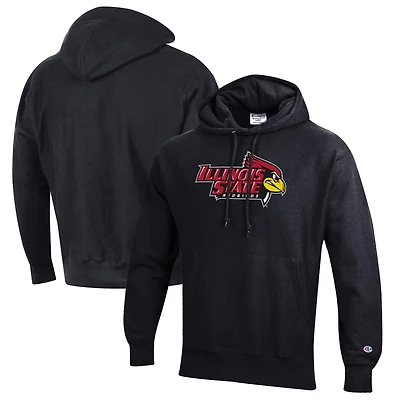 Men's Champion Black Illinois State Redbirds Reverse Weave Fleece Pullover Hoodie