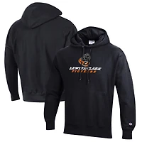 Men's Champion Black Lewis & Clark College Pioneers Reverse Weave Fleece Pullover Hoodie