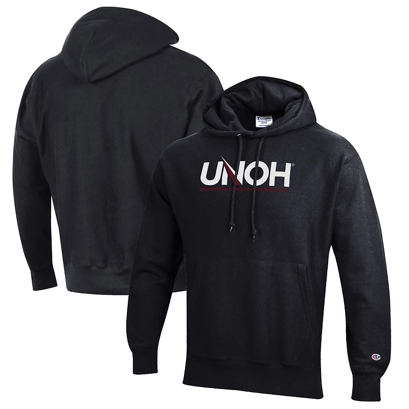 Men's Champion Black Northwestern Ohio Racers Reverse Weave Fleece Pullover Hoodie