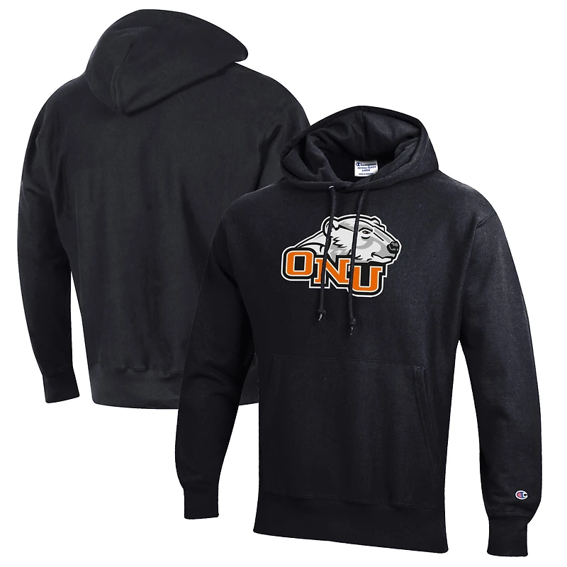 Men's Champion Black Ohio Northern Polar Bears Reverse Weave Fleece Pullover Hoodie
