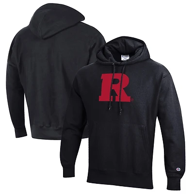 Men's Champion Black Rutgers Scarlet Knights Reverse Weave Fleece Pullover Hoodie