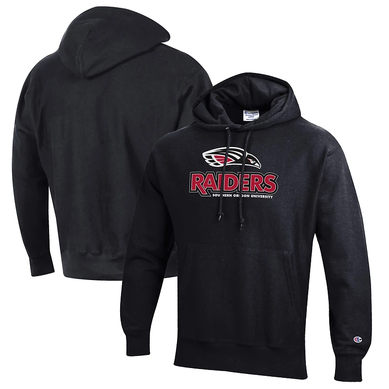 Men's Champion Black Southern Oregon Raiders Reverse Weave Fleece Pullover Hoodie