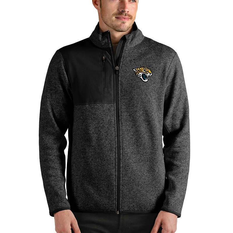 Men's Antigua Black Jacksonville Jaguars Fortune Full-Zip Jacket