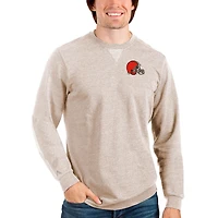 Men's Antigua Oatmeal Cleveland Browns Reward Crewneck Pullover Sweatshirt