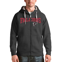 Men's Antigua Charcoal Atlanta Falcons Wordmark Victory Full-Zip Hoodie