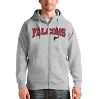 Men's Antigua Heathered Gray Atlanta Falcons Wordmark Victory Full-Zip Hoodie