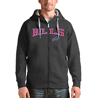Men's Antigua Charcoal Buffalo Bills Wordmark Victory Full-Zip Hoodie