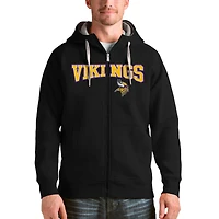 Men's Antigua Black Minnesota Vikings Wordmark Victory Full-Zip Hoodie